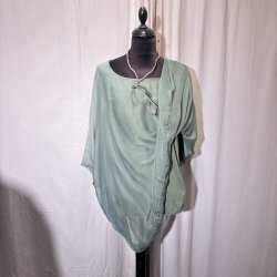 2026 Silke/Viscose design tunika over-size med dryp og indertop duset gr�n/bl�