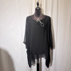 2026 Silke/Viscose design tunika over-size med dryp og indertop sort