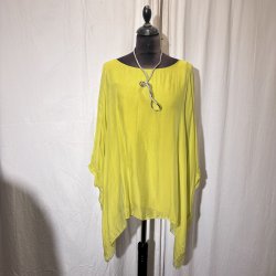 2026 Silke/Viscose design tunika over-size med dryp &amp; indertop Lime