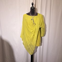 2026 Silke/Viscose design tunika over-size med dryp &amp; indertop Lime