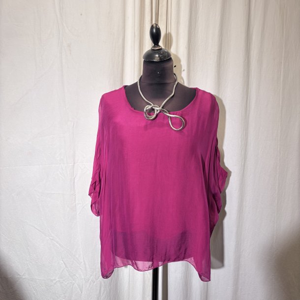 2026 Silke/Viscose klassisk bred bluse med indertop Pink