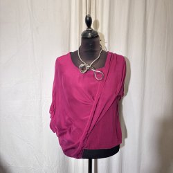 2026 Silke/Viscose klassisk bred bluse med indertop Pink