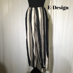 E-Design bue bukser med indsnit stribet kit/sort/mell