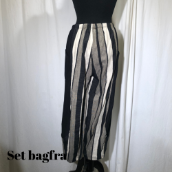 E-Design bue bukser med indsnit stribet kit/sort/mell