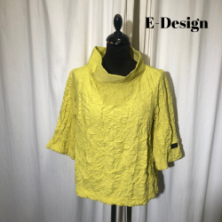 E-Design crinkle kort bluse med krave lime