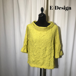 E-Design crinkle kort bluse med krave lime