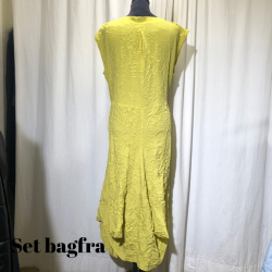 2025 E-Design crinkle vandfalds kjole med bindebnd lime