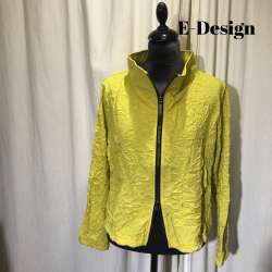 E-Design crinkle jakke med krave og 2-vejs lynls lime