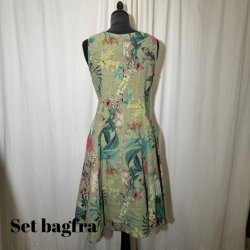 2024 Blue Berry hrkjole uden rme med sving blomsterprint grn/bl