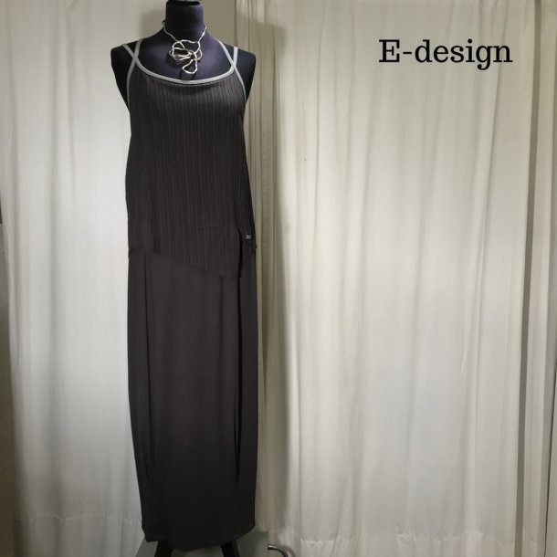 E-design kjole med stropper brun/gr