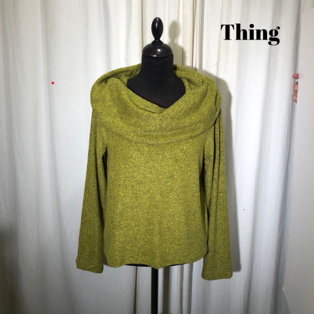 2024-2 Thing design bluse kort med krave langt rme i opkradset viscose lime