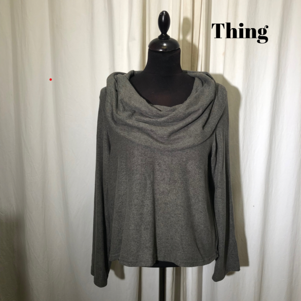 2024-2 Thing design bluse kort med krave langt rme i opkradset viscose jordgr