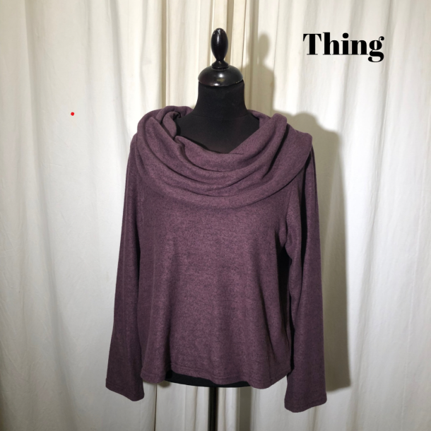 2024-2 Thing design bluse kort med krave langt rme i opkradset viscose lilla