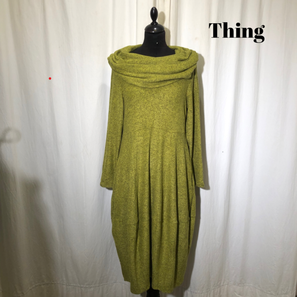 2024-2 Thing design kjole med krave i opkradset viscose Lime