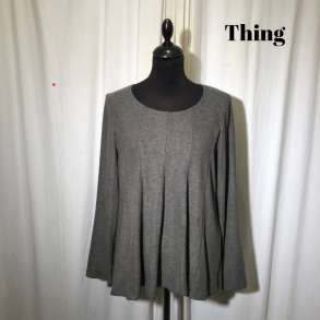 Thing design bluse med lg i opkradset viscose Jordgr