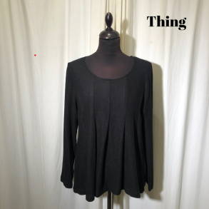 Thing design bluse med lg i opkradset viscose Sort