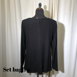 Thing design bluse med lg i opkradset viscose Sort