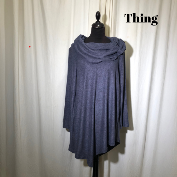 2024-2 Thing spidsbluse med krave i opkradset viscose Lavendelbl