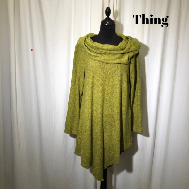 2024-2 Thing spidsbluse med krave i opkradset viscose Lime