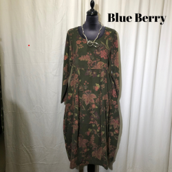  Blue Berry kjole i fljl mat armygrn mnster
