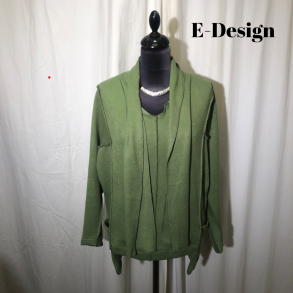 E-Design bluse med sjalskrave og r smme Lys grsgrn