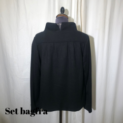 E-Design kort bluse med krave og langt �rme Sort