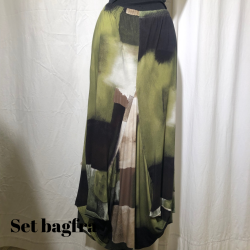 E-Design vandfaldsnederdel grsgrn mnster