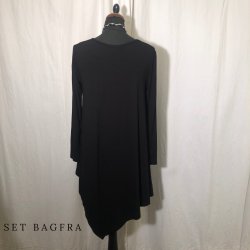 2025 Thing bambus spidsbluse med rund hals og langt rme sort