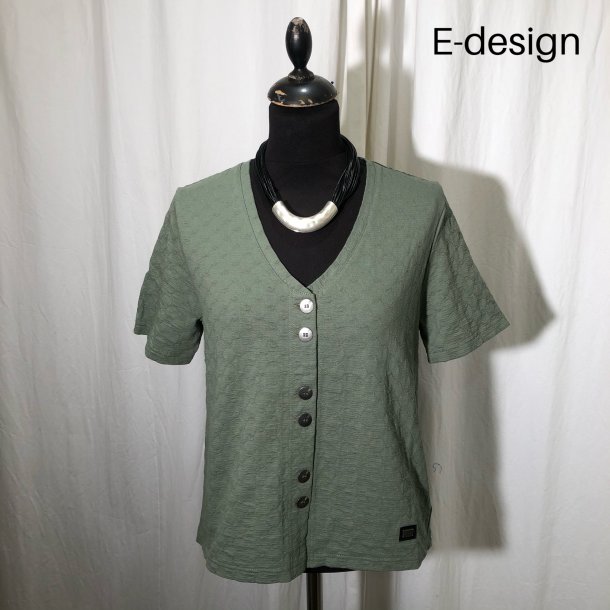 E-Design bluse/vest med knapper havgrn