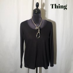 2025 Thing bambus klassisk bluse med langt rme sort