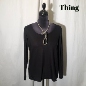 2025 Thing bambus klassisk bluse med langt rme sort