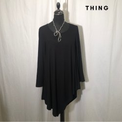 2025 Thing bambus spidsbluse med rund hals og langt rme sort