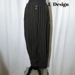 E-Design stribet lang buks gul/sort