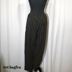 E-Design stribet lang buks gul/sort