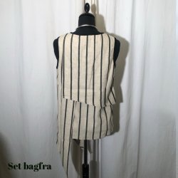 E-Design top med snipper stribet sort/sand