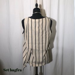 E-Design top med snipper stribet sort/sand